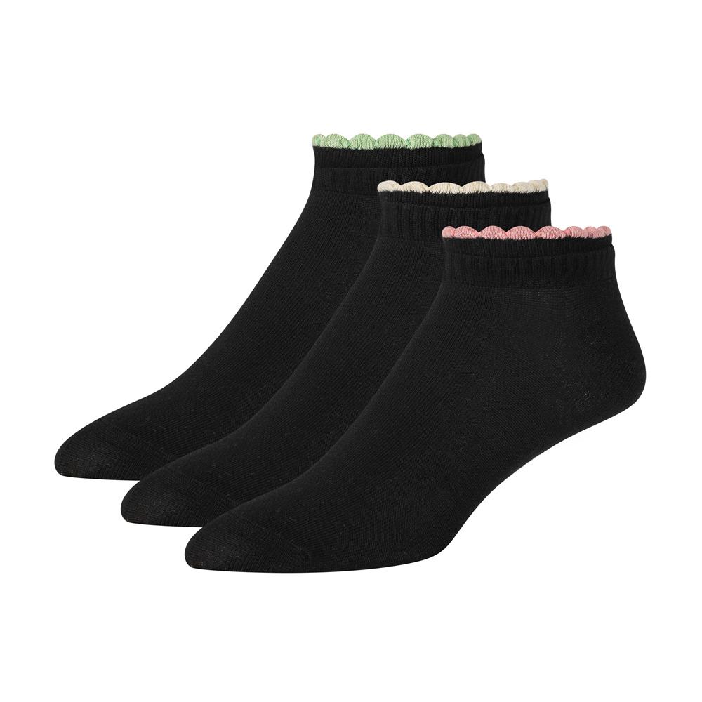 Black Ted Baker 3 Pack Scalloped Low Cut Ankle Women Socks | SG  8501-IEZFA
