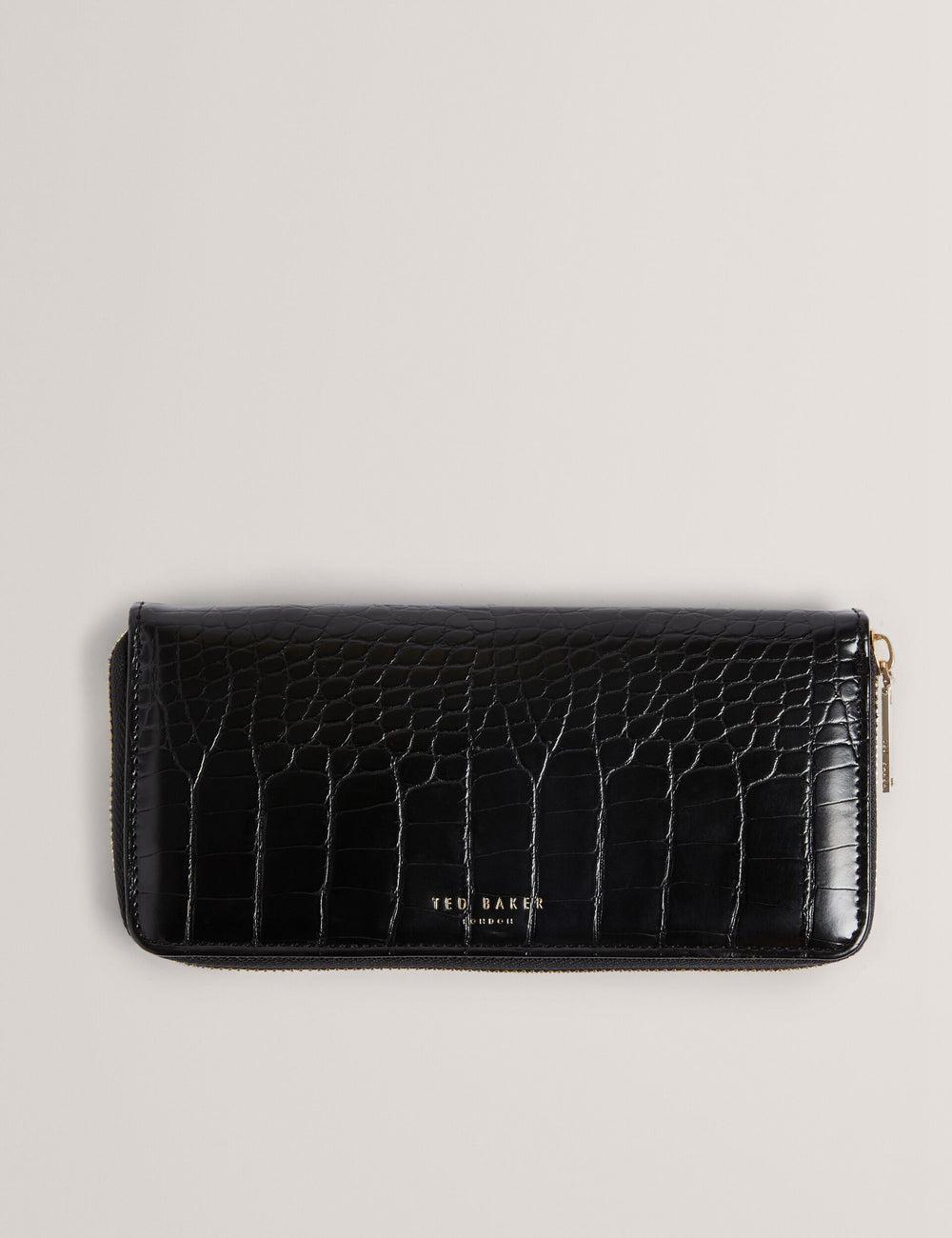 Black Ted Baker ABBYYI - Croc Effect Slim Travel Jewellery Case Women Wash Bags | SG  6974-GQPML
