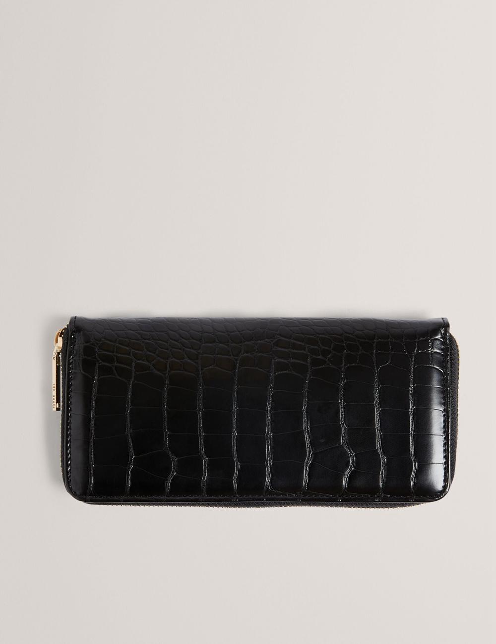 Black Ted Baker ABBYYI - Croc Effect Slim Travel Jewellery Case Women Wash Bags | SG  6974-GQPML