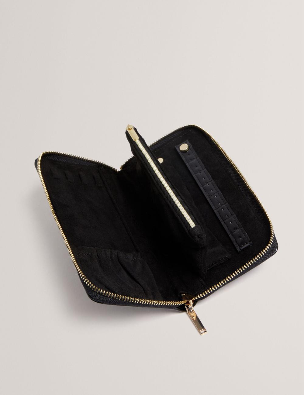 Black Ted Baker ABBYYI - Croc Effect Slim Travel Jewellery Case Women Wash Bags | SG  6974-GQPML
