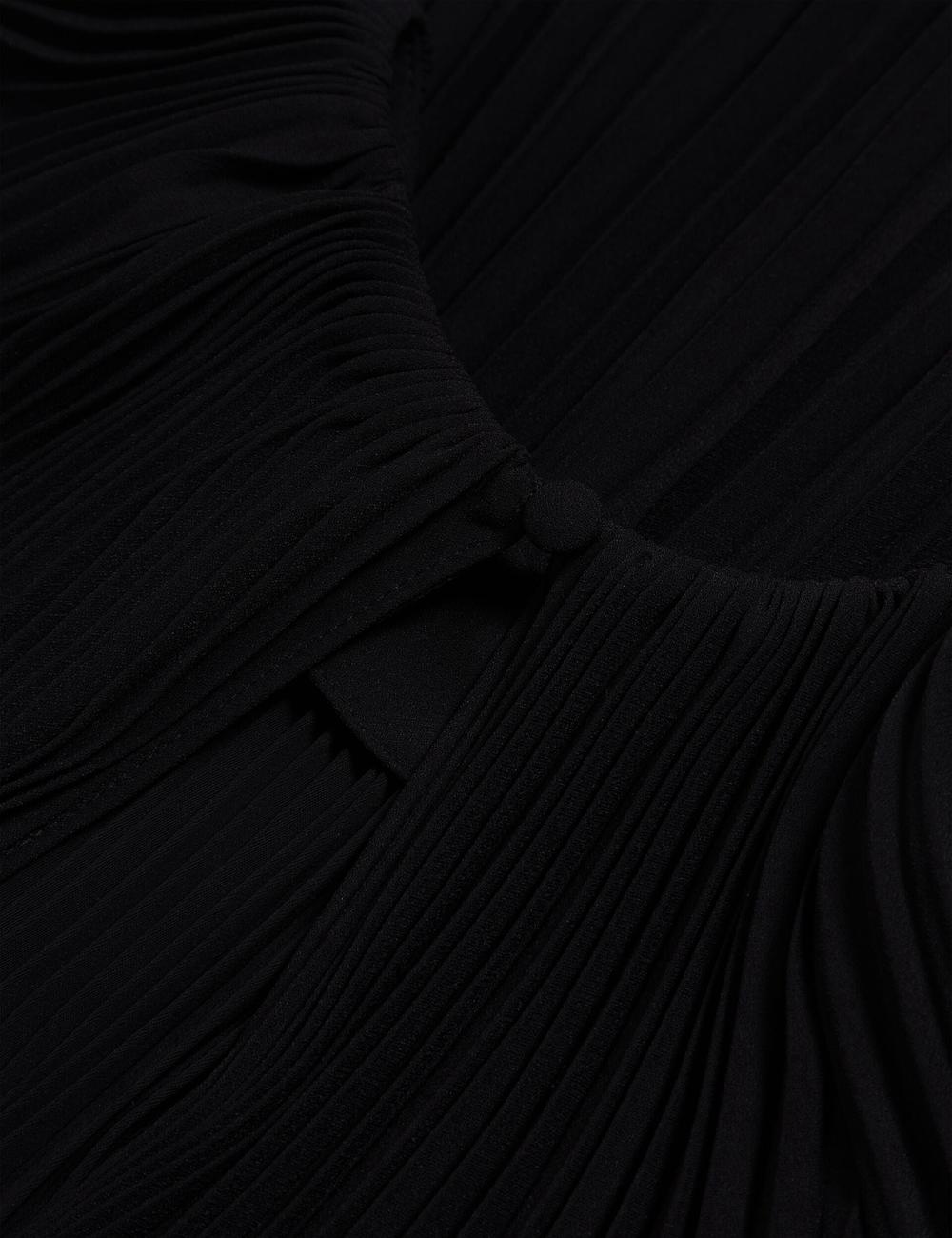 Black Ted Baker AGARA - Pleated Short Sleeve Woven Women Blouses | SG  6732-LQEVF