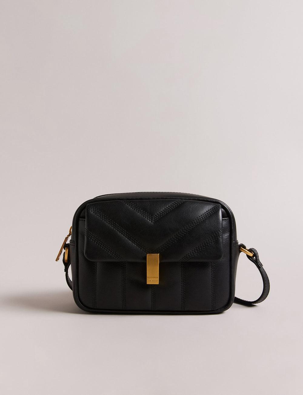 Black Ted Baker AYALILY - Quilted Leather Camera With Front Pocket Women Camera Bag | SG  9862-BDGPA
