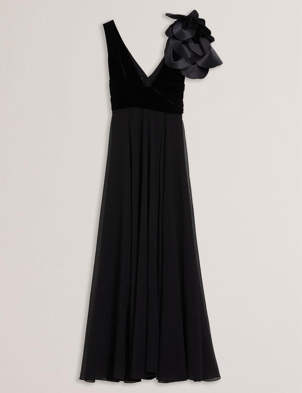 Black Ted Baker BEIRA - Corsage Plunge Neck Sleeveless Women Maxi Dresses | SG  6214-NWQSK