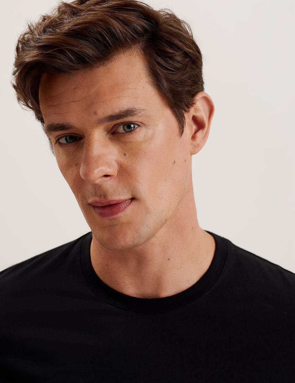 Black Ted Baker BEXLI - Regular Fit Long Sleeve Cotton Men T-Shirts | SG  9703-XEHYW