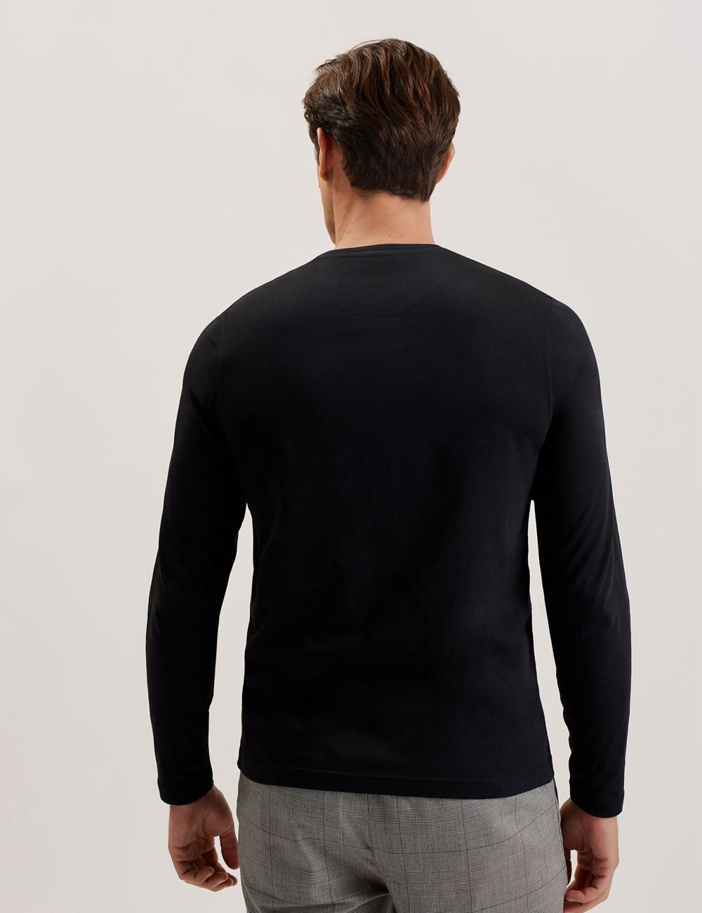 Black Ted Baker BEXLI - Regular Fit Long Sleeve Cotton Men T-Shirts | SG  9703-XEHYW