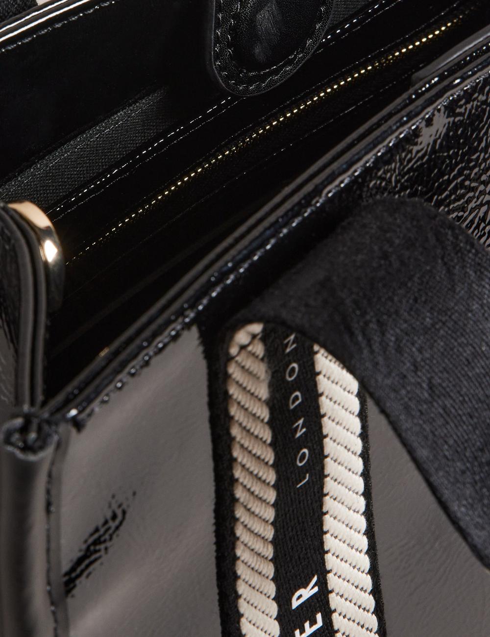 Black Ted Baker CELIANE - Branded Webbing Patent Small Women Tote Bags | SG  8532-BLQEY