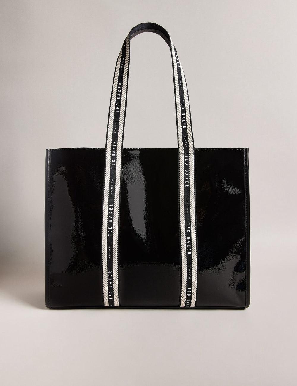 Black Ted Baker CELINIE - Branded Webbing Faux Leather Women Tote Bags | SG  9547-QCDSK