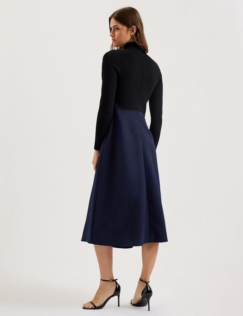 Black Ted Baker CHIRA - Knit Bodice With Wrap Skirt Women Midi Dresses | SG  9163-TJZIK