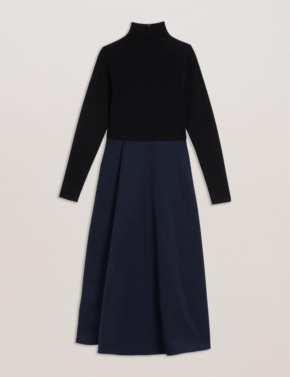 Black Ted Baker CHIRA - Knit Bodice With Wrap Skirt Women Midi Dresses | SG  9163-TJZIK