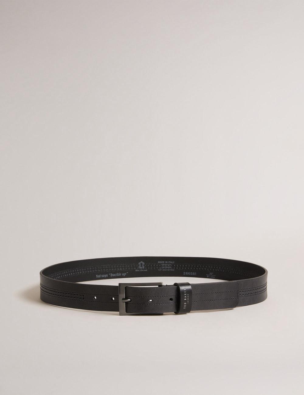 Black Ted Baker CRISIC - Stitch Detail Leather Men Belts | SG  6958-GIRXE