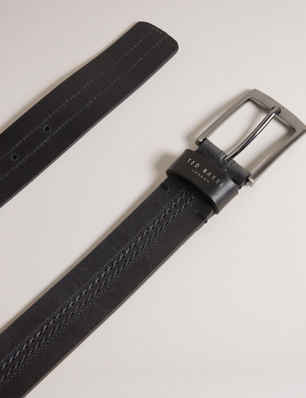 Black Ted Baker CRISIC - Stitch Detail Leather Men Belts | SG  6958-GIRXE