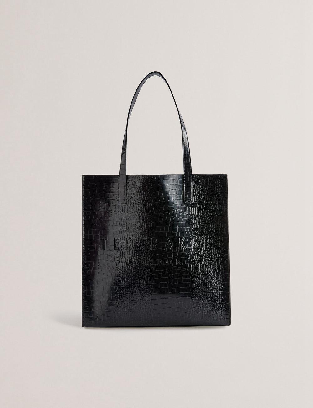 Black Ted Baker CROCCON - Large Croc Texture Icon Women Tote Bags | SG  3910-PACGT
