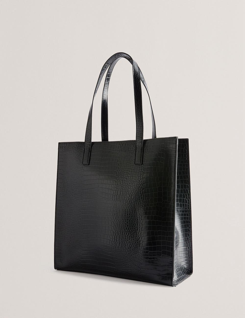 Black Ted Baker CROCCON - Large Croc Texture Icon Women Tote Bags | SG  3910-PACGT