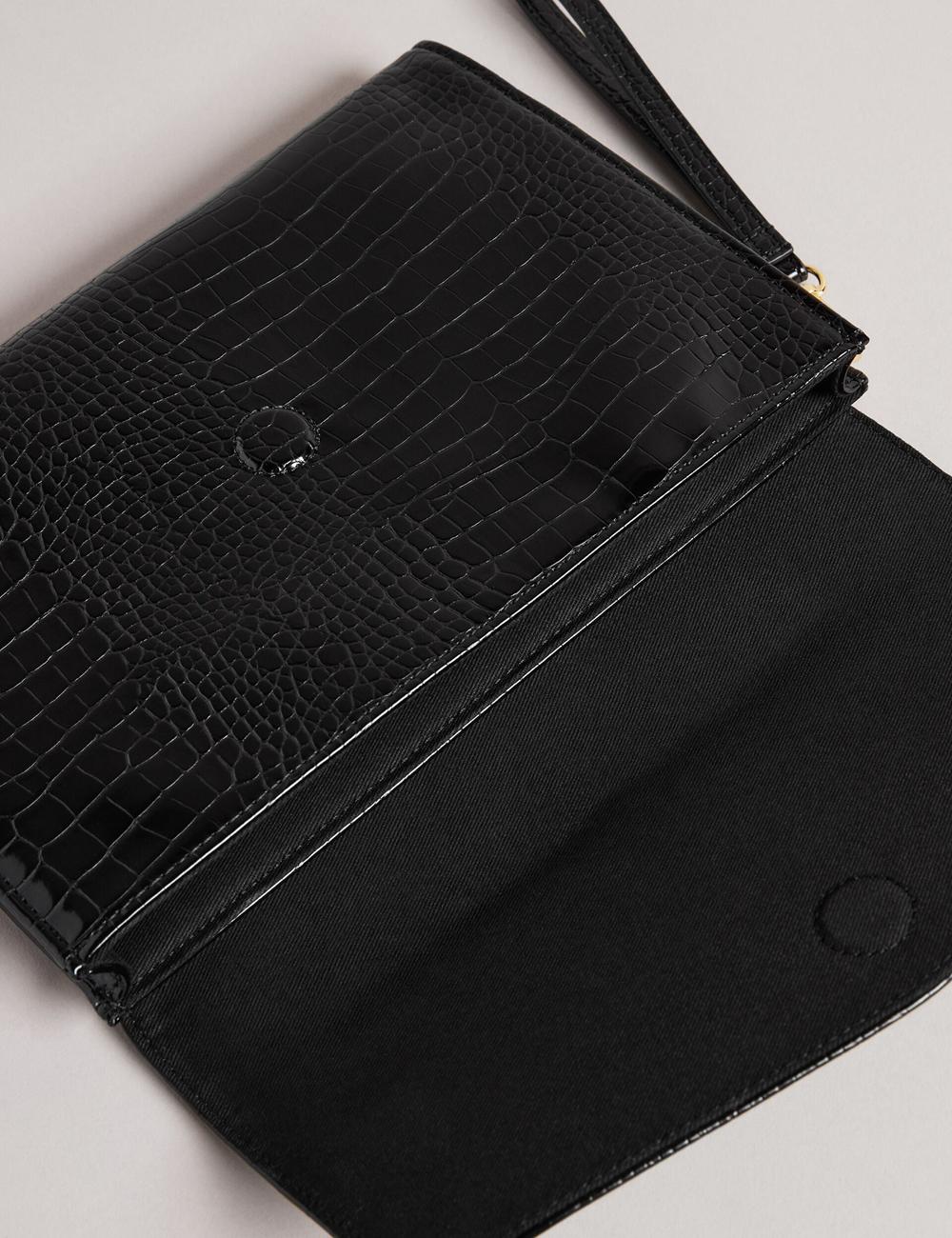 Black Ted Baker CROCEY - Croc Effect PU Envelope Clutch Women Clutch Bags | SG  1735-JVZYA