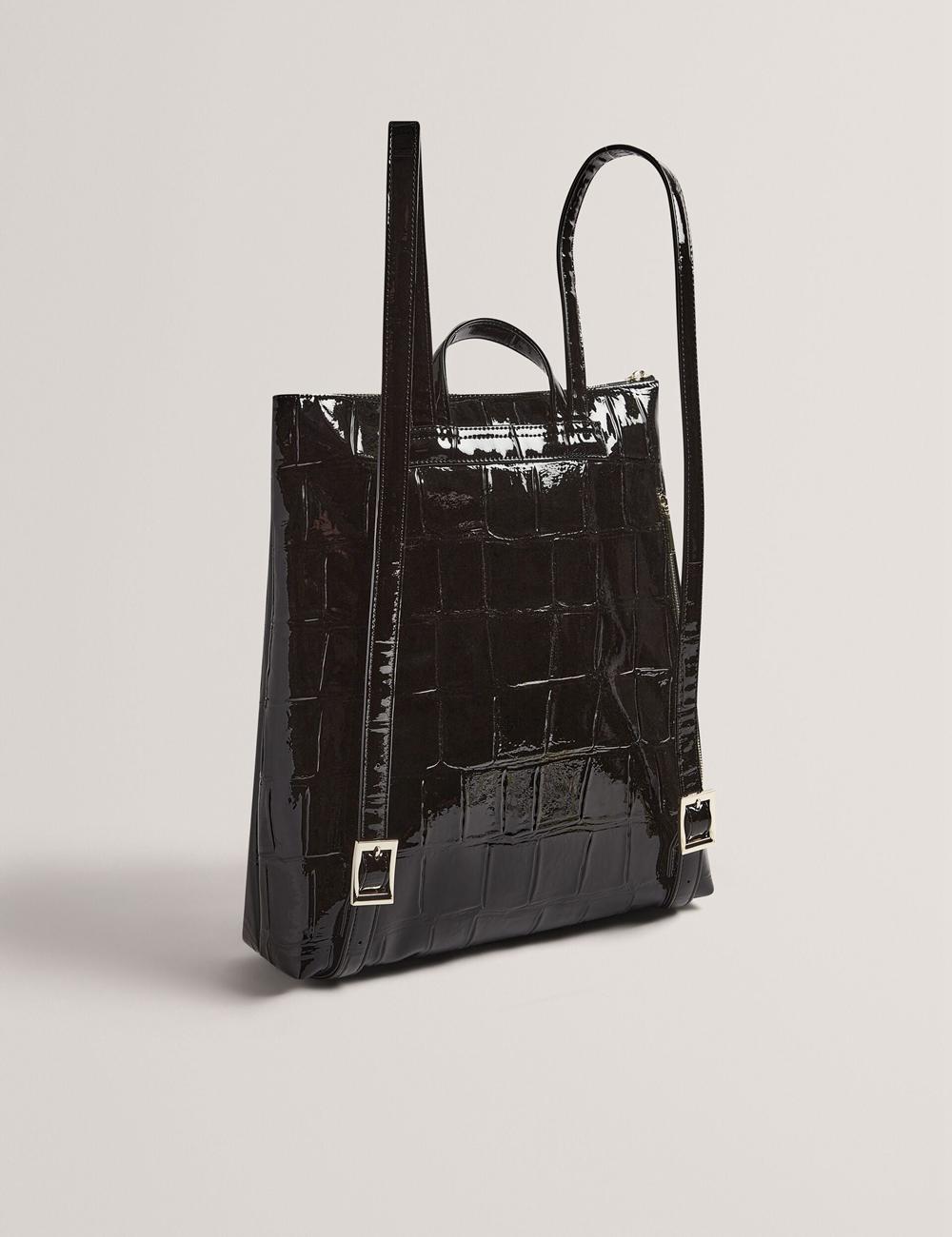Black Ted Baker CROCLEE - Croc Effect Faux Leather Backpack Women Backpacks | SG  7184-EDVIQ