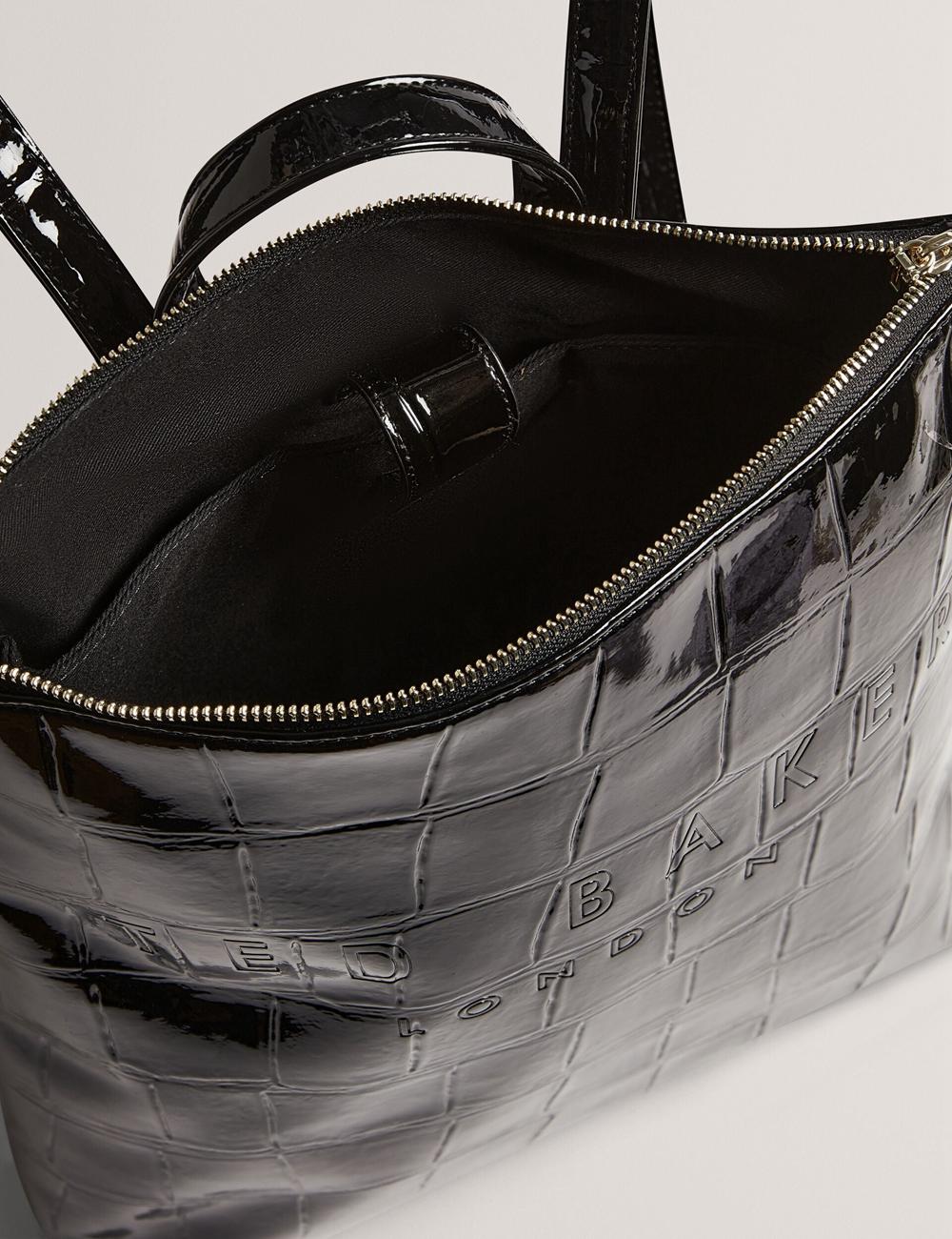 Black Ted Baker CROCLEE - Croc Effect Faux Leather Backpack Women Backpacks | SG  7184-EDVIQ