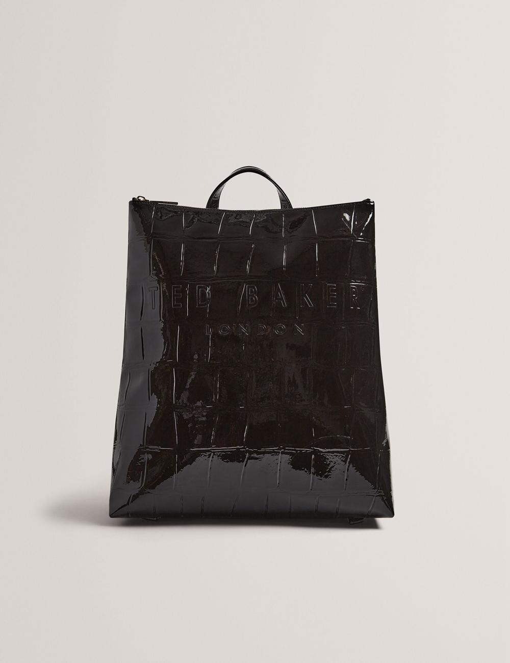 Black Ted Baker CROCLEE - Croc Effect Faux Leather Backpack Women Backpacks | SG  7184-EDVIQ