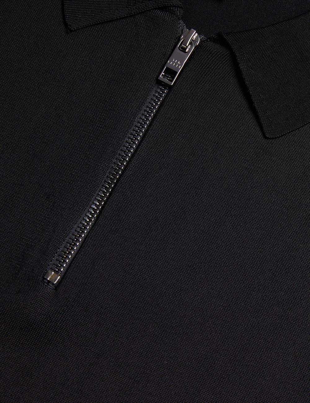 Black Ted Baker DALDIN - Zip Collar Stretch Knit Men Jumpers | SG  2769-XPHQB