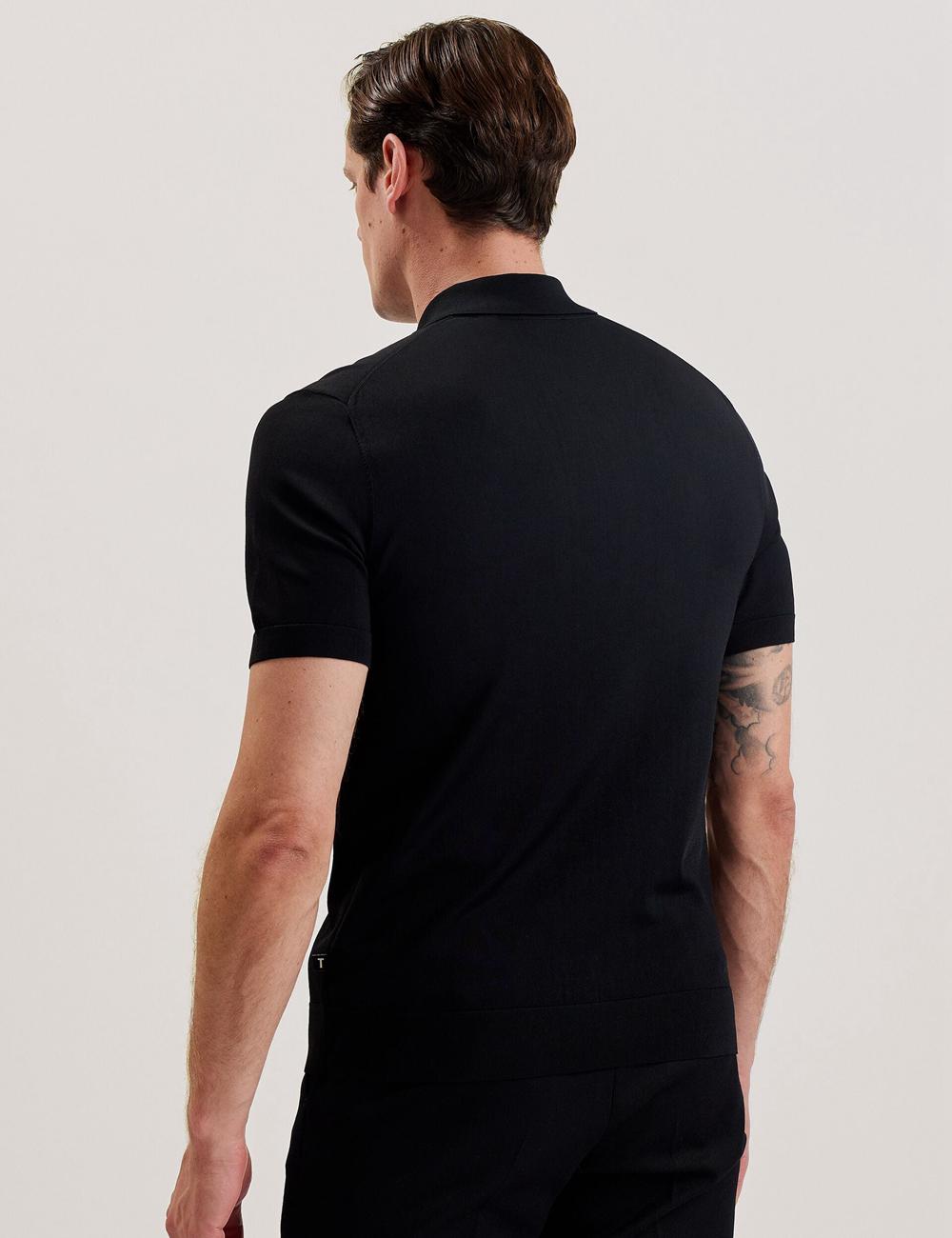 Black Ted Baker DALDIN - Zip Collar Stretch Knit Men Jumpers | SG  2769-XPHQB