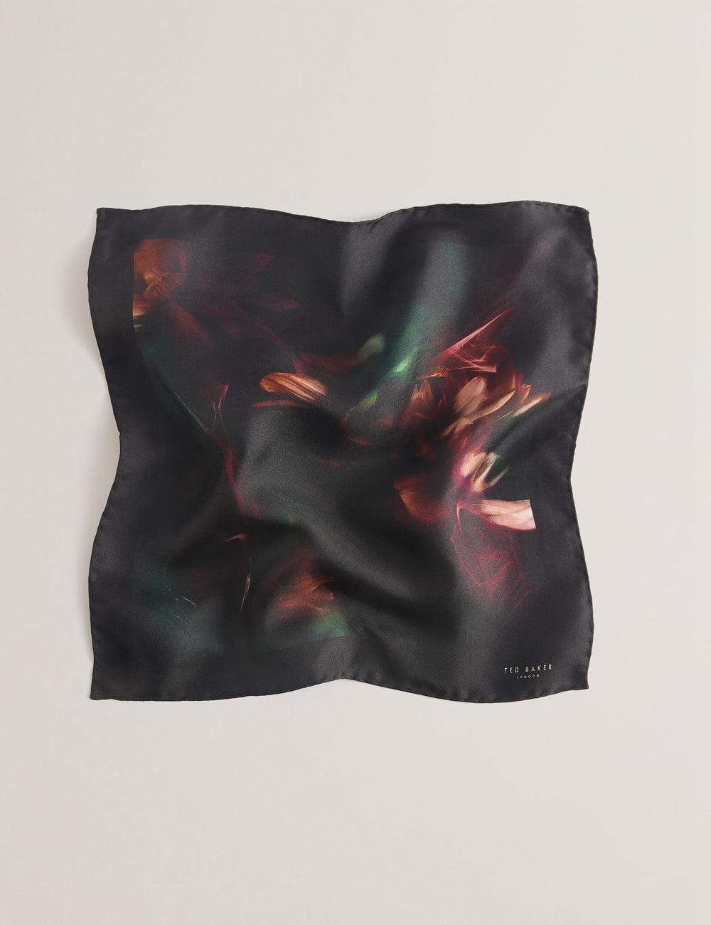 Black Ted Baker DALLASE - Smokey Floral Print Silk Pocket Men Pocket Squares | SG  0314-IJNZB