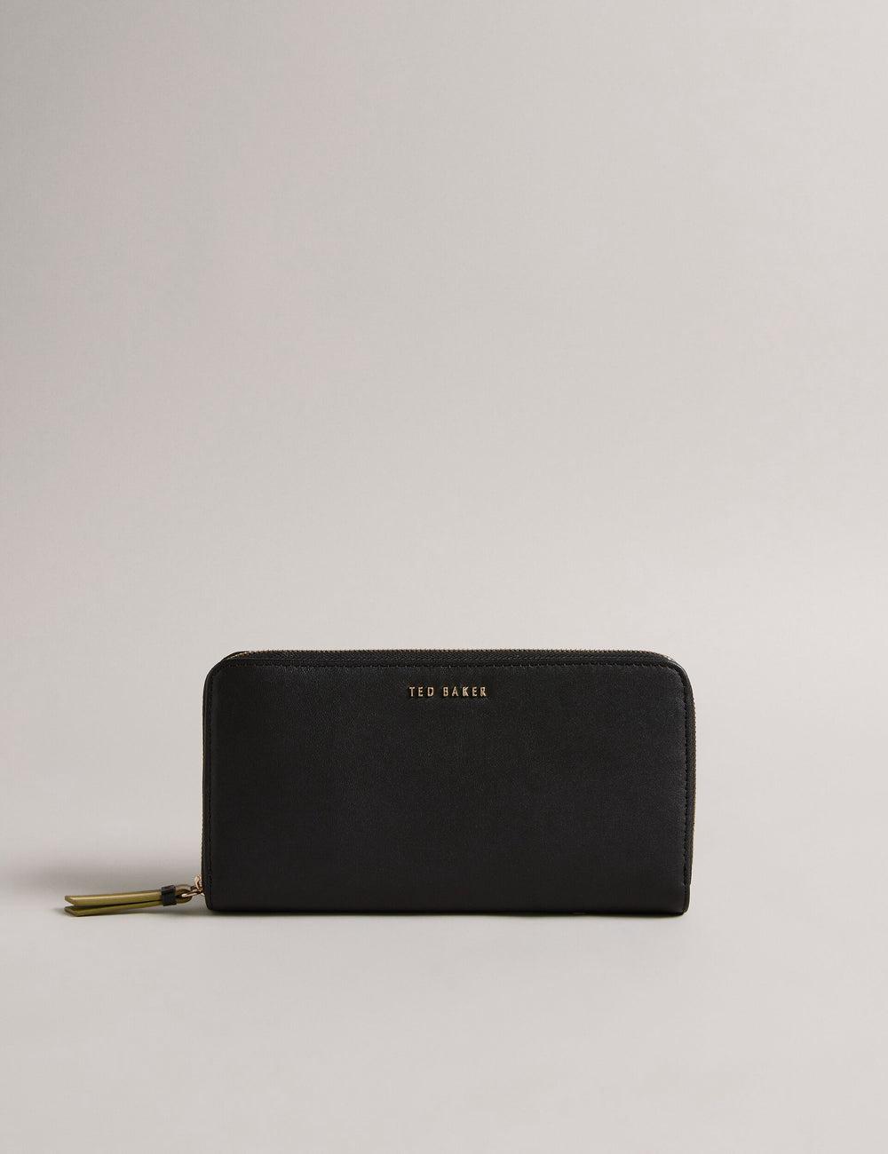 Black Ted Baker DARCIEA - Smooth Leather Zip Around Large Women Purses | SG  5389-OBIPL
