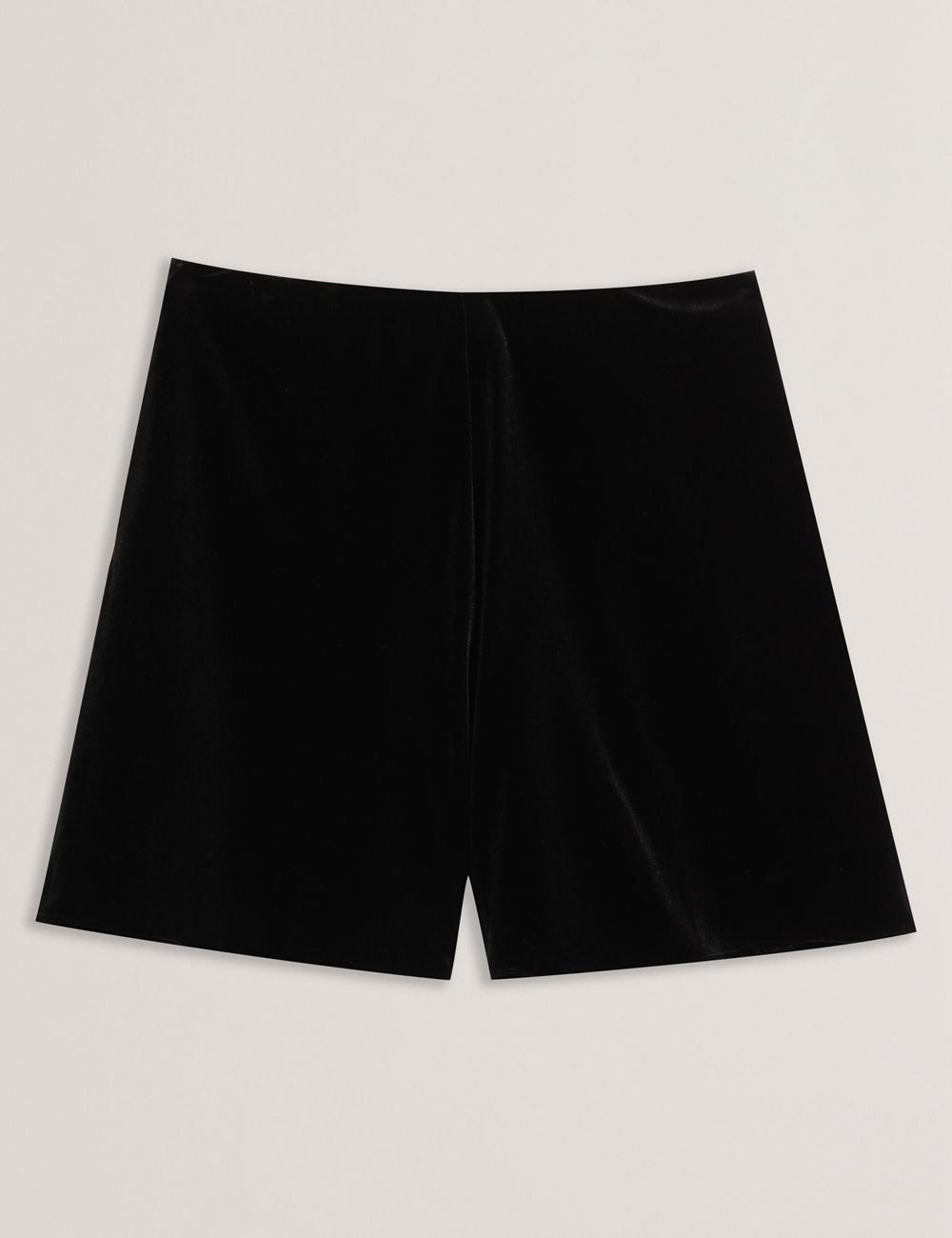 Black Ted Baker DURVLA - Velvet High Waisted Wide Leg Women Shorts | SG  4962-YSJUQ