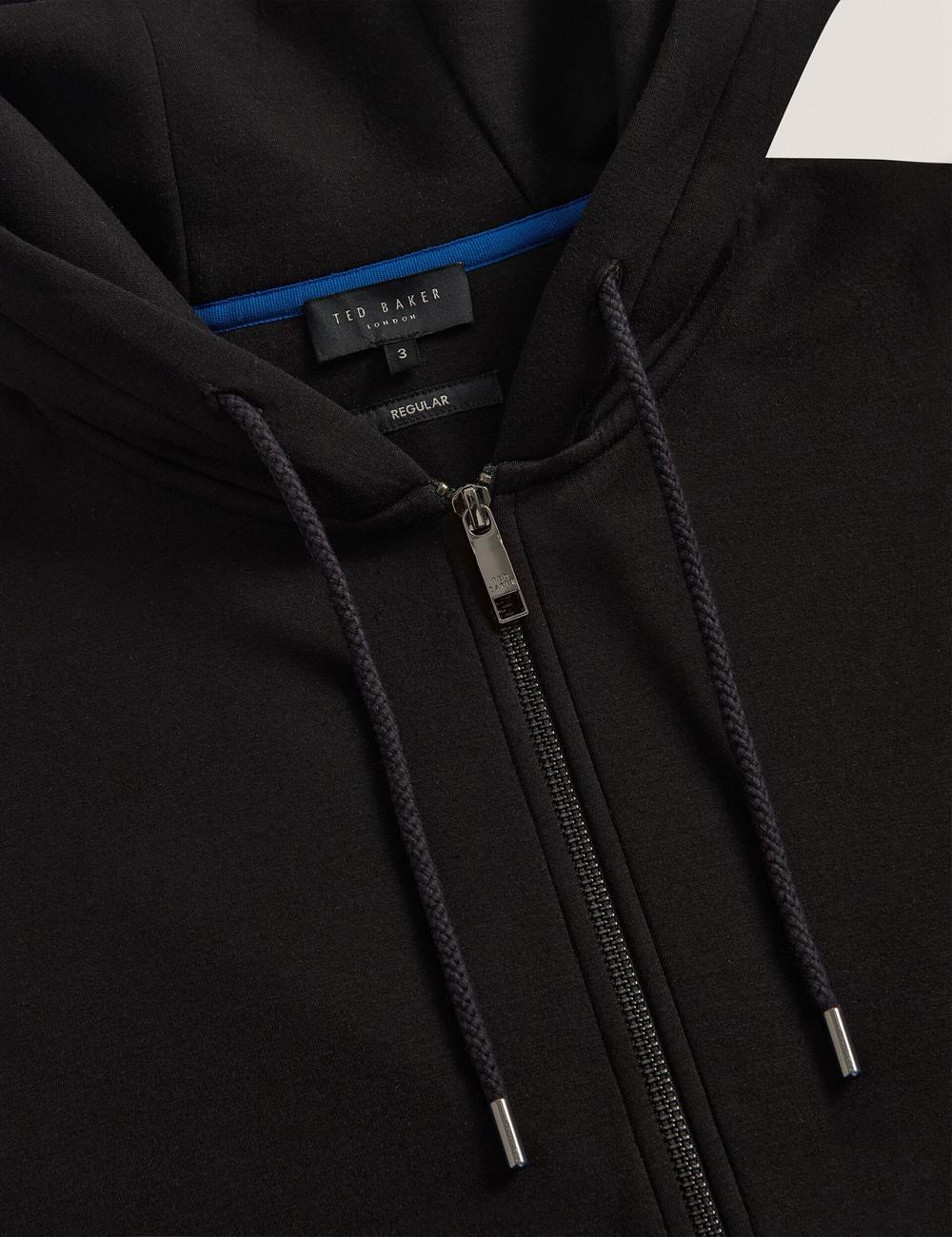 Black Ted Baker EPIO - Zip Through Neoprene Men Hoodies | SG  6085-SJFAZ