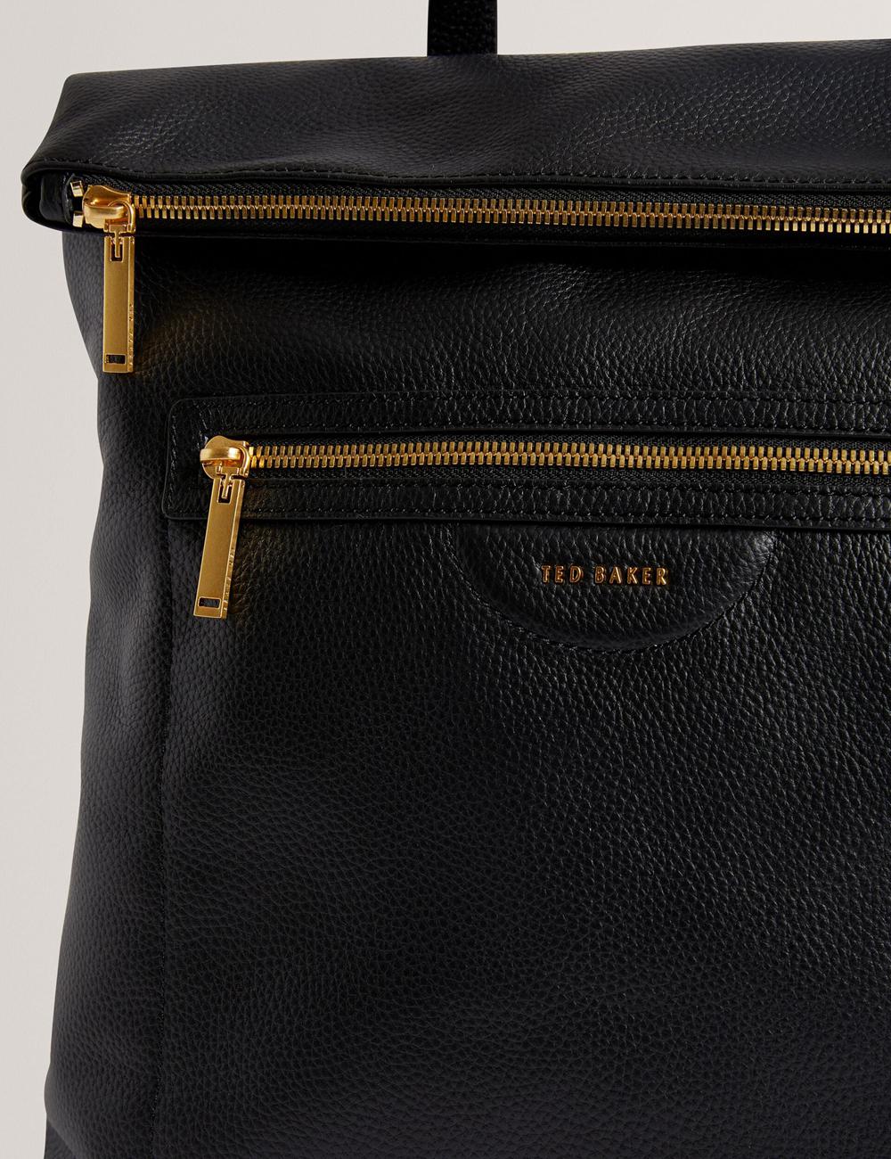 Black Ted Baker ESSAYA - Leather Webbing Strap Fold Over Women Backpacks | SG  2064-VOECK