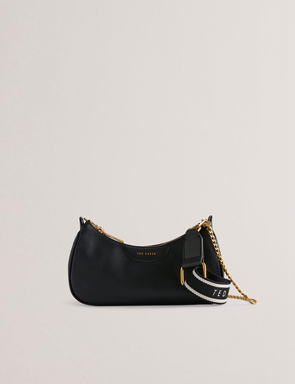 Black Ted Baker ESSIY - Leatheruette With Webbing Strap Women Shoulder Bags | SG  3286-BHWAQ
