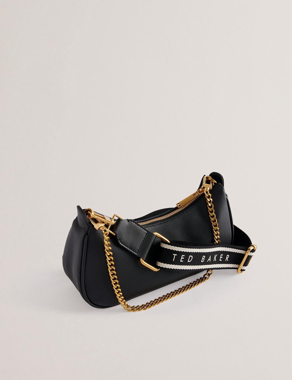 Black Ted Baker ESSIY - Leatheruette With Webbing Strap Women Shoulder Bags | SG  3286-BHWAQ