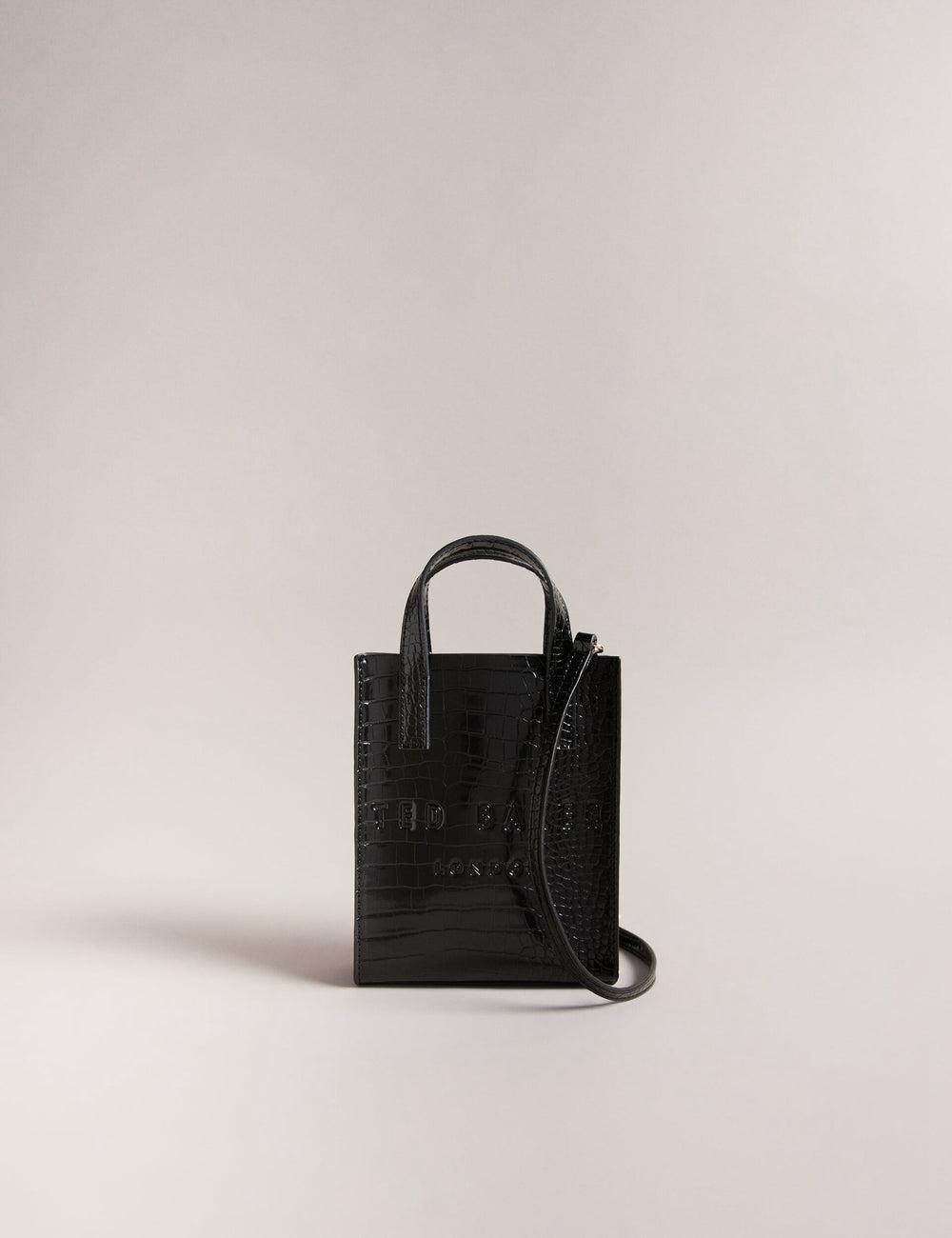 Black Ted Baker GATOCON - Mini Croc Effect Icon Women Tote Bags | SG  2913-RIHLU