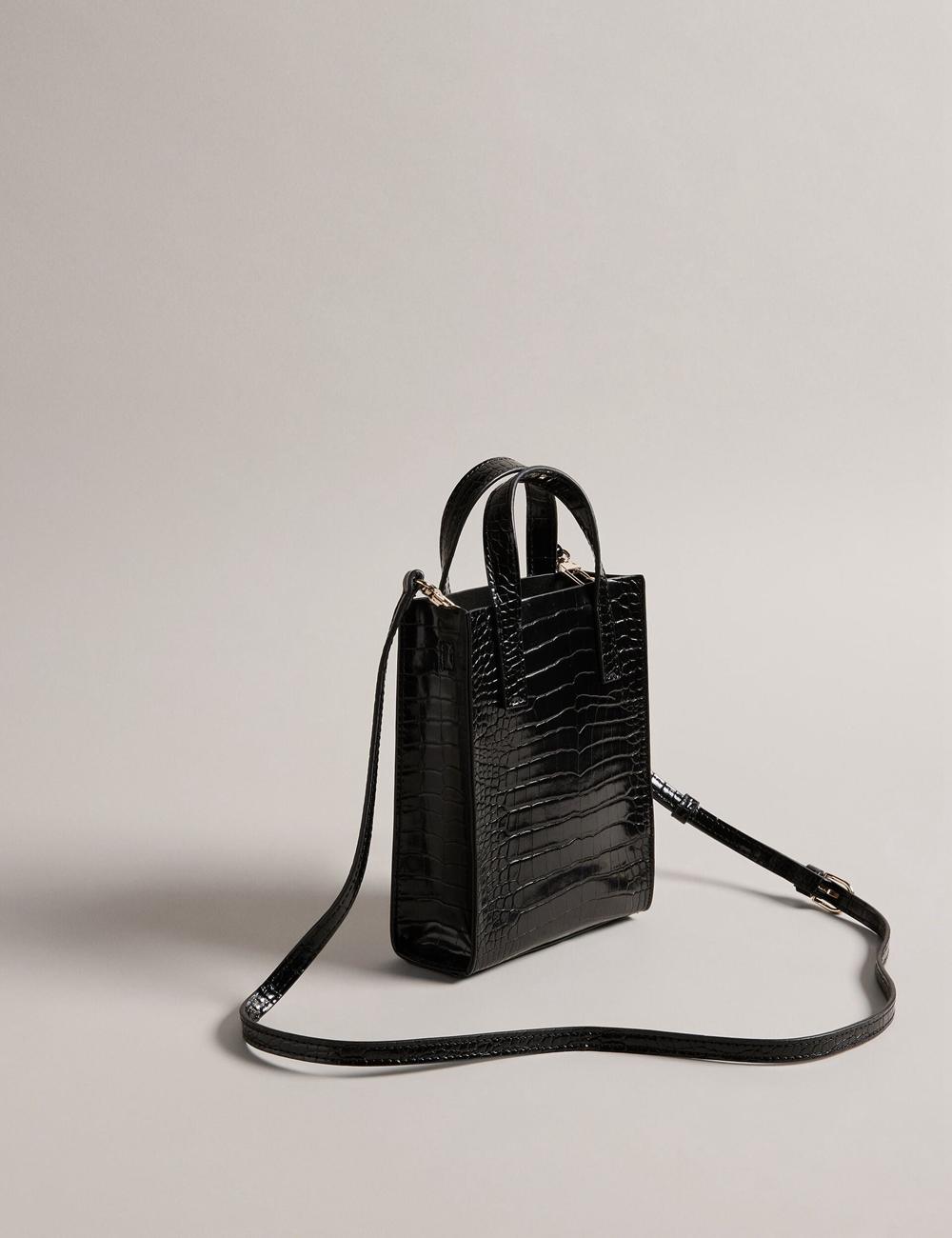 Black Ted Baker GATOCON - Mini Croc Effect Icon Women Tote Bags | SG  2913-RIHLU