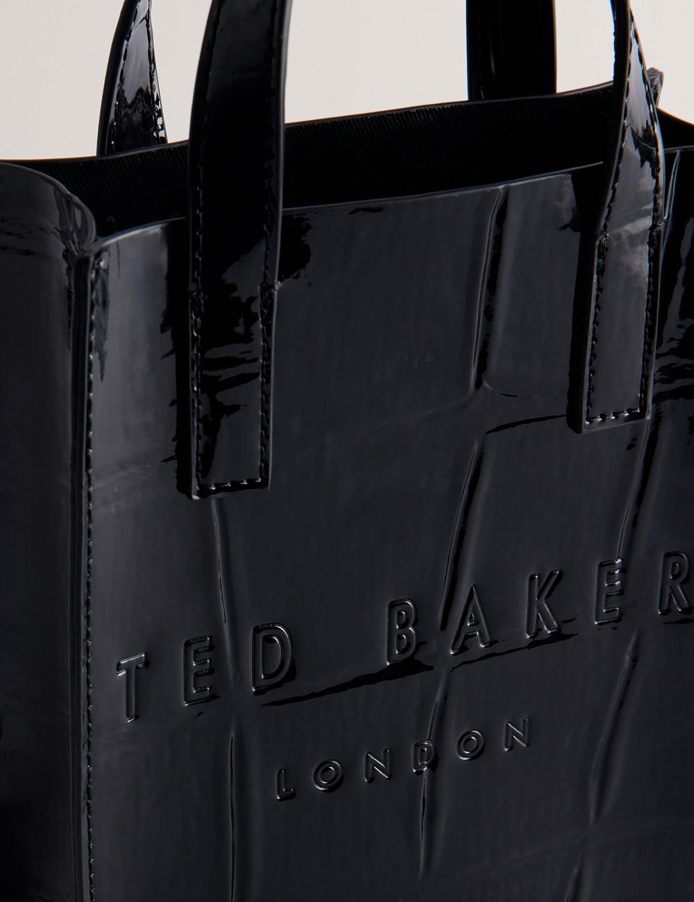 Black Ted Baker GATOCON - Mini Croc Effect Patent Women Tote Bags | SG  0365-DWEKY