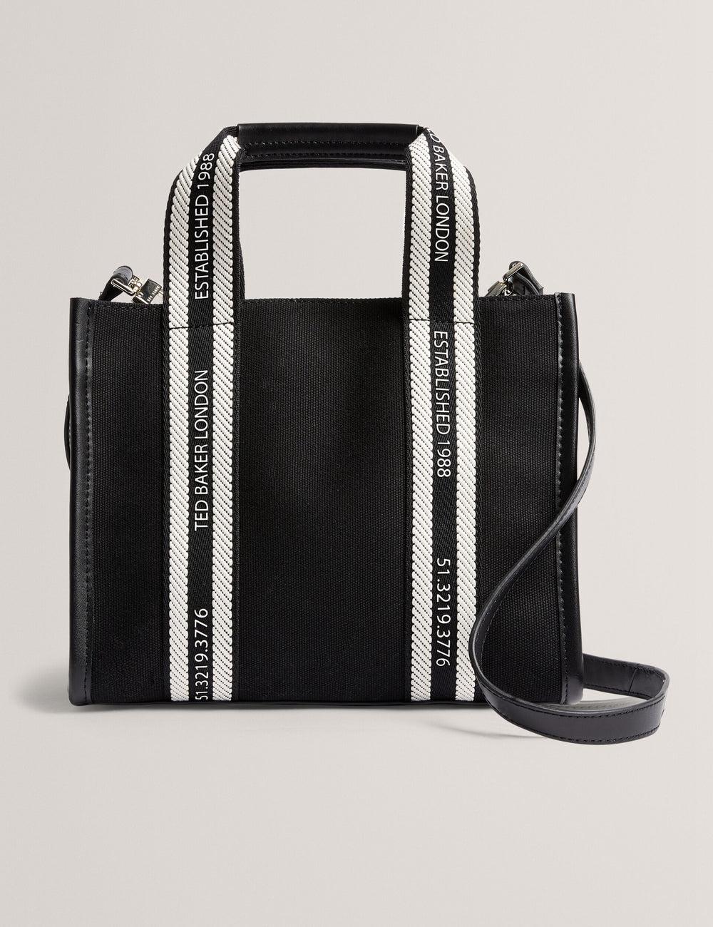 Black Ted Baker GEORJEA - Branded Webbing Canvas Small Women Tote Bags | SG  6125-VDJBR