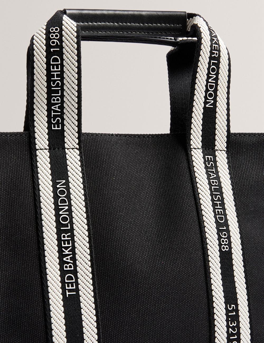 Black Ted Baker GEORJEA - Branded Webbing Canvas Small Women Tote Bags | SG  6125-VDJBR