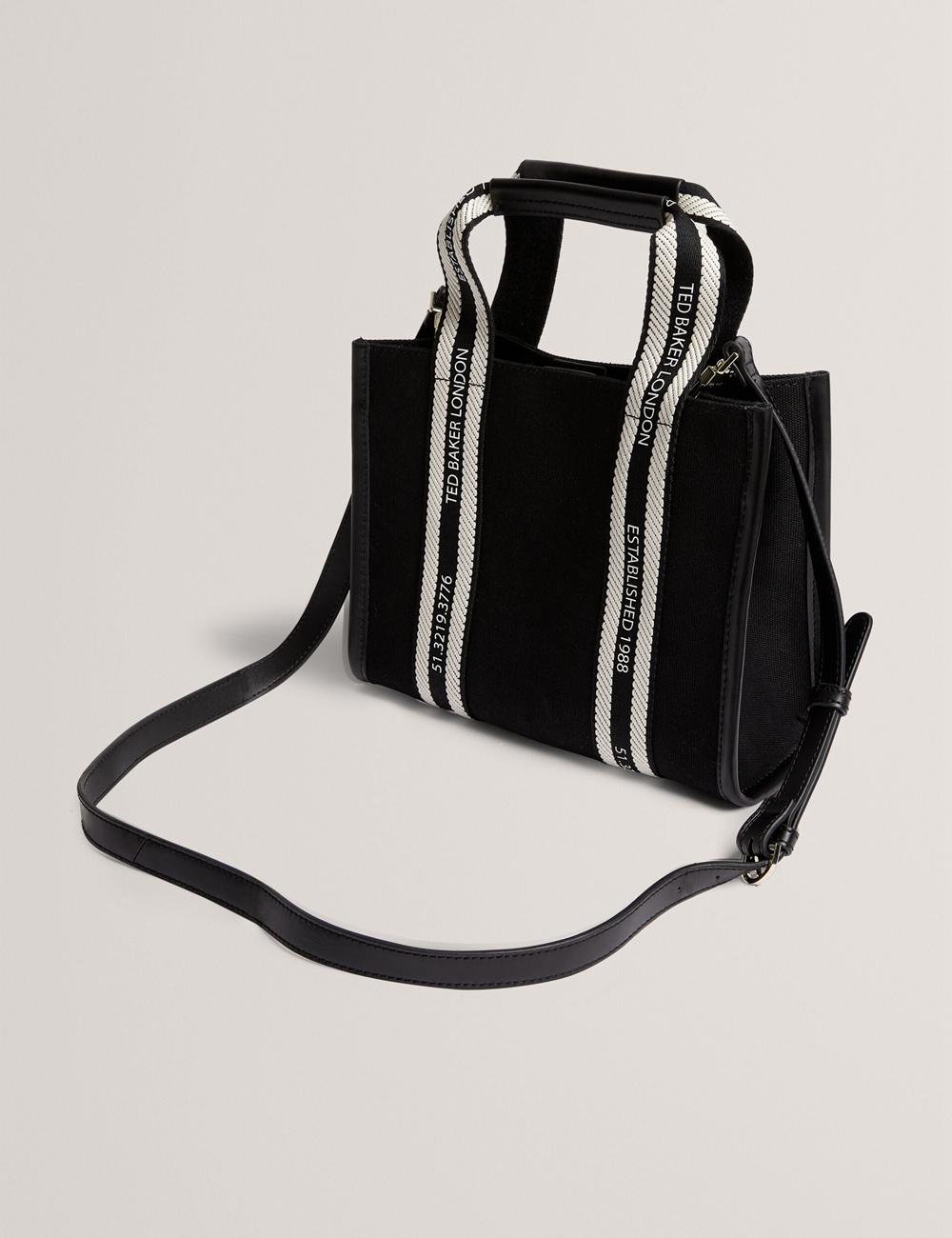 Black Ted Baker GEORJEA - Branded Webbing Canvas Small Women Tote Bags | SG  6125-VDJBR