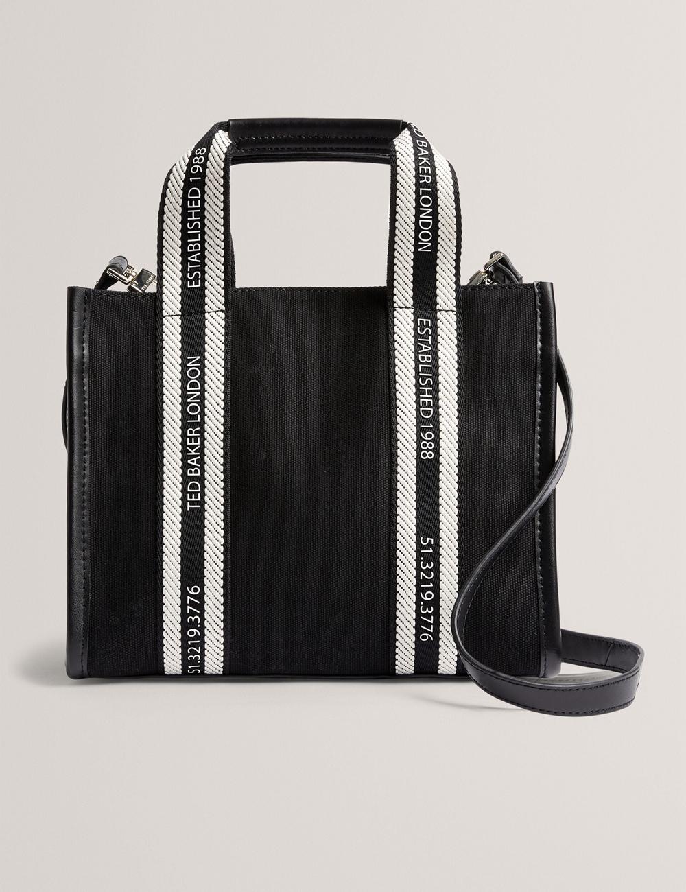 Black Ted Baker GEORJEA - Branded Webbing Canvas Small Women Tote Bags | SG  6125-VDJBR