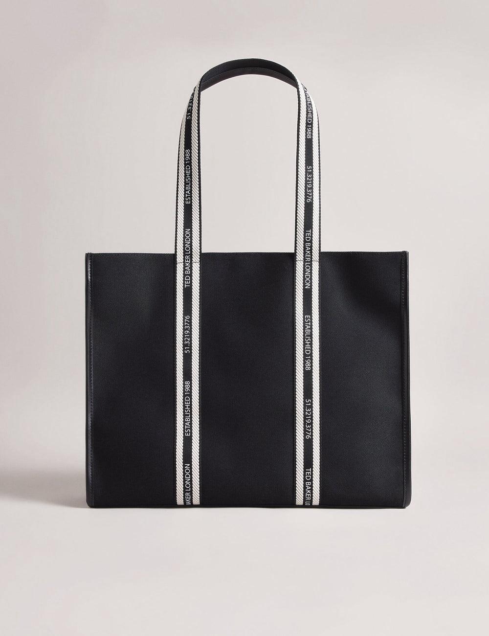 Black Ted Baker GEORJEY - Branded Webbing Canvas Large Women Tote Bags | SG  0798-WZHUL