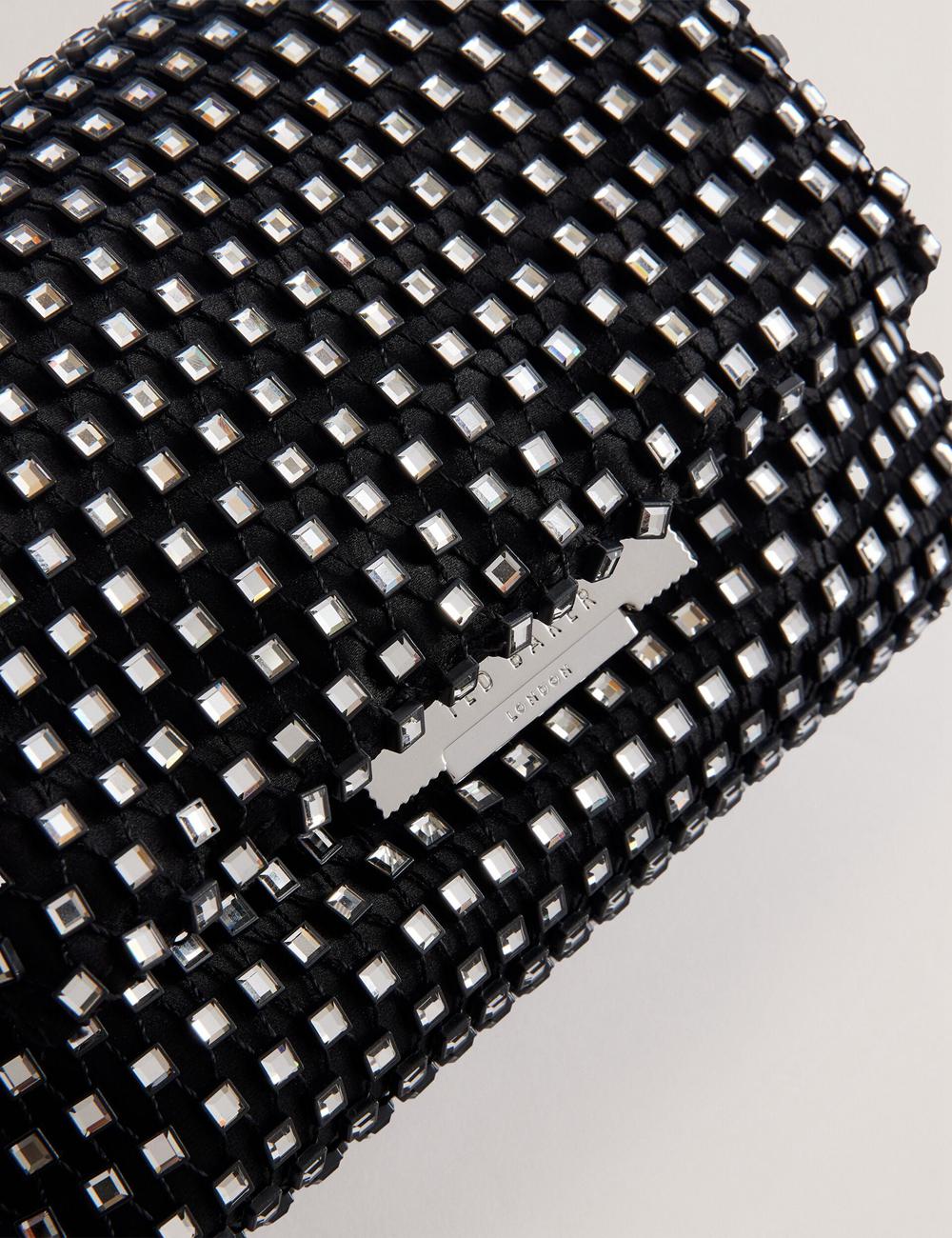 Black Ted Baker GLITSZI - Crystal Cage Mini Women Crossbody Bags | SG  6150-SRPJX