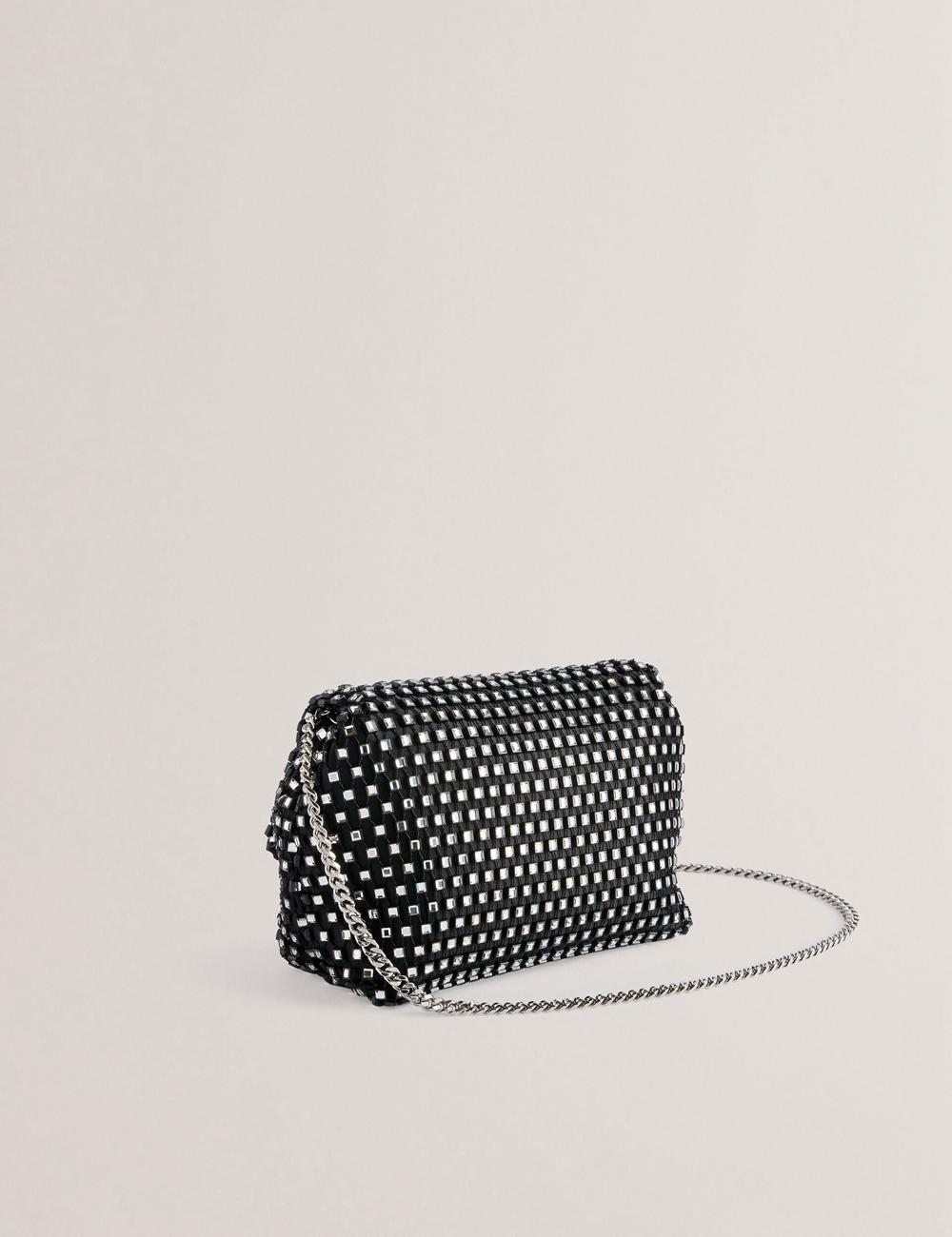 Black Ted Baker GLITSZI - Crystal Cage Mini Women Crossbody Bags | SG  6150-SRPJX
