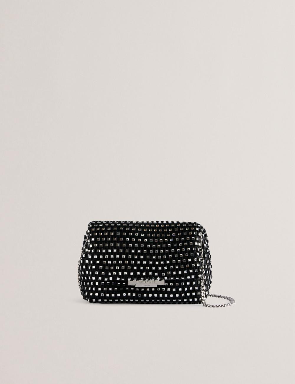 Black Ted Baker GLITSZI - Crystal Cage Mini Women Crossbody Bags | SG  6150-SRPJX