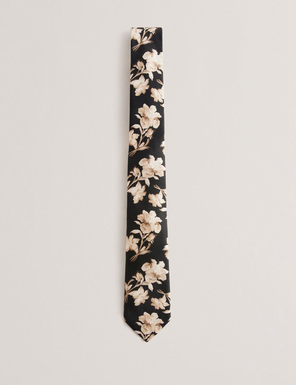 Black Ted Baker GOULDE - Two Tone Floral Print Silk Men Ties | SG  5478-SZUWN