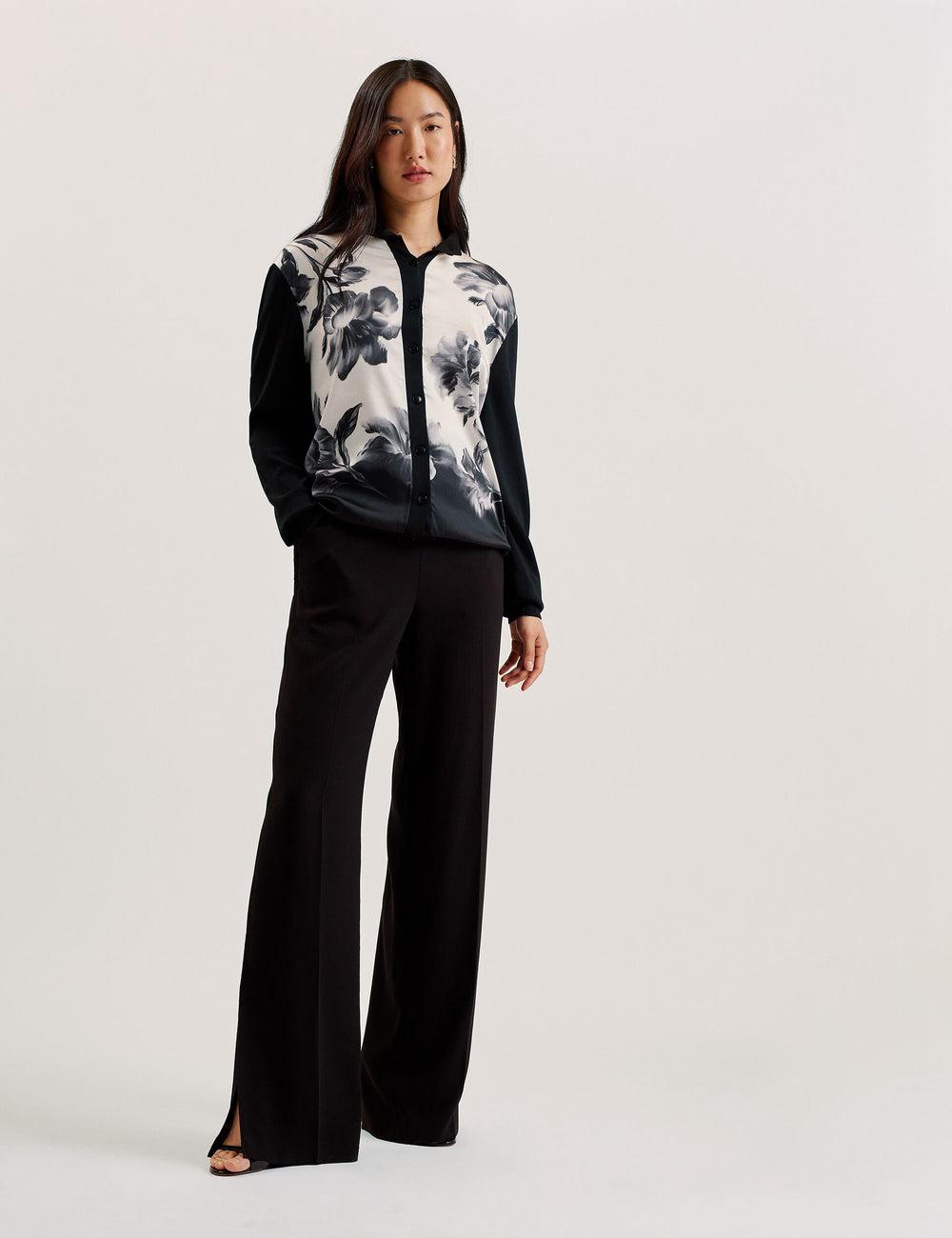 Black Ted Baker GWEENN - Monochrome Print Woven Front Women Cardigans | SG  3275-SJWVD