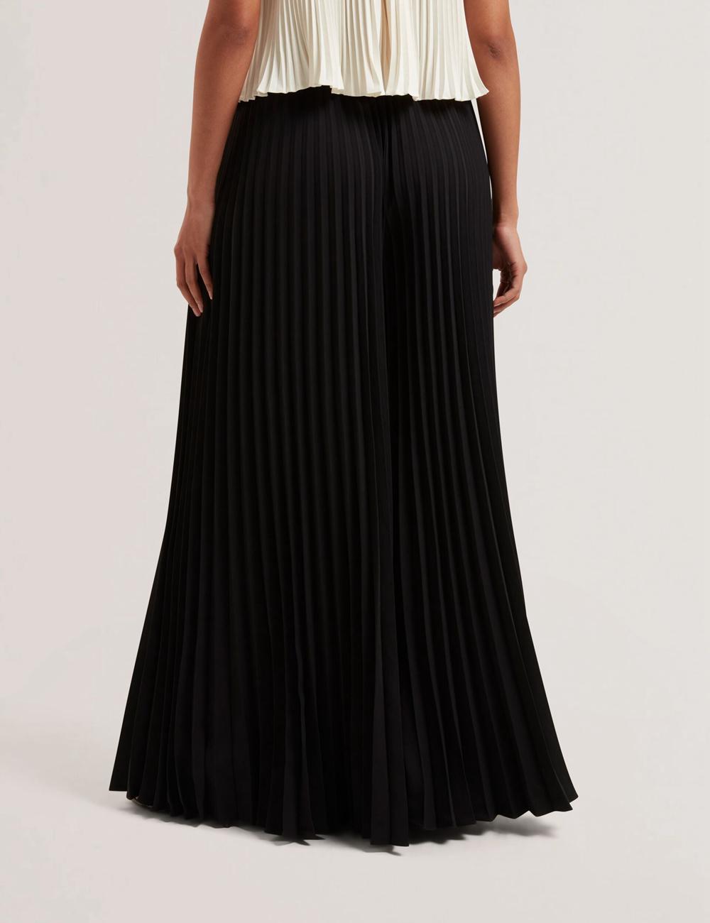 Black Ted Baker HARYX - Pleated Wide Leg Palazzo Women Trousers | SG  2596-SLKPH