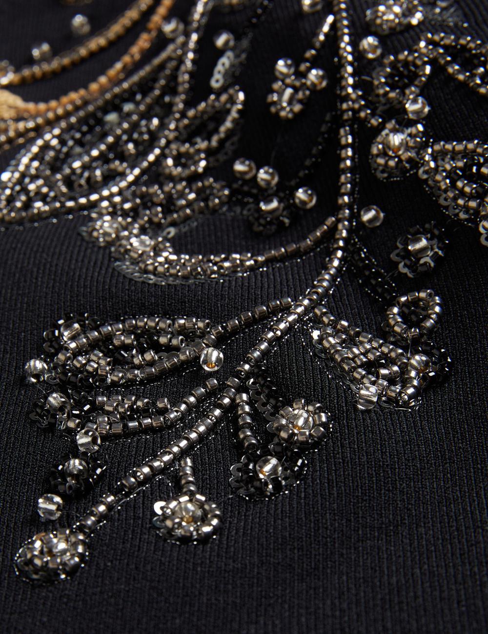Black Ted Baker HEATHRR - One Shoulder Embellished Detail Women Tops | SG  6281-NUMXI
