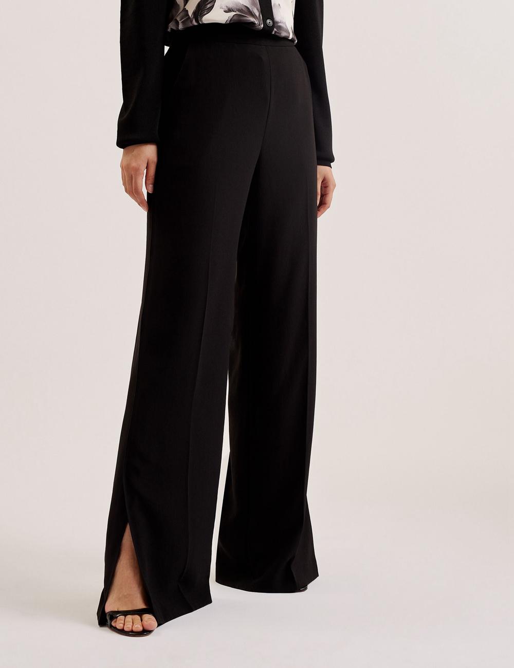 Black Ted Baker INUT - Tailored High Waist Wide Leg Women Trousers | SG  5739-IXQUE