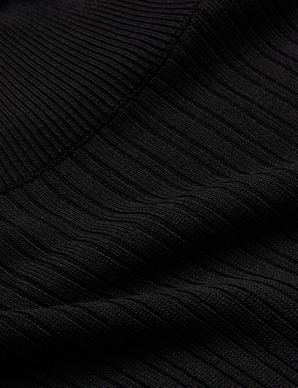Black Ted Baker JANITTT - Ruffle Trim High Neck Ribbed Women Jumpers | SG  0728-MREXC