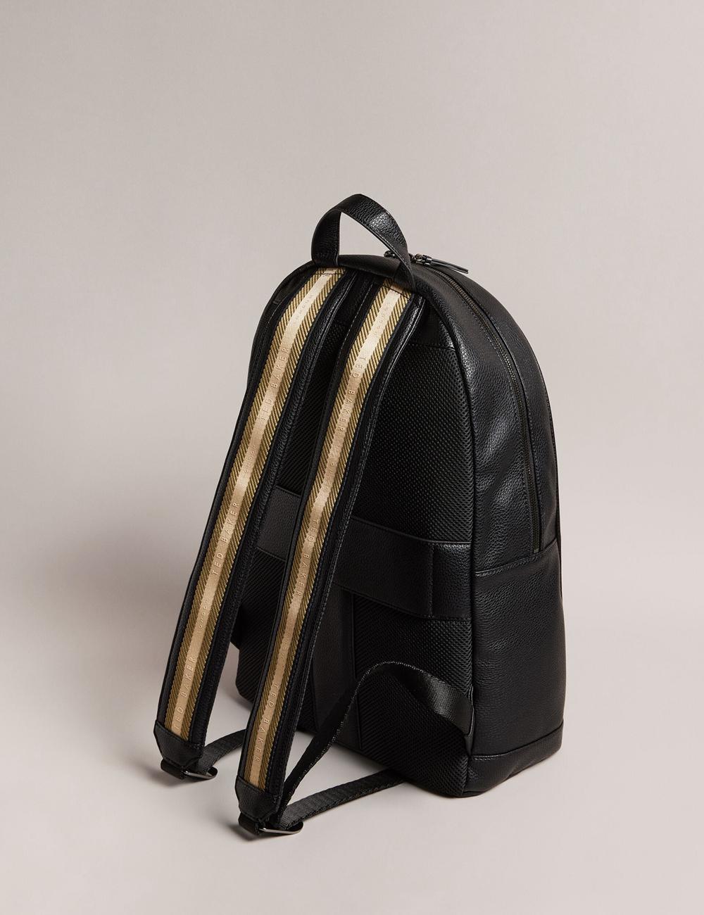 Black Ted Baker KAILEB - Webbing Strap Faux Leather Men Backpacks | SG  3908-MUKEW