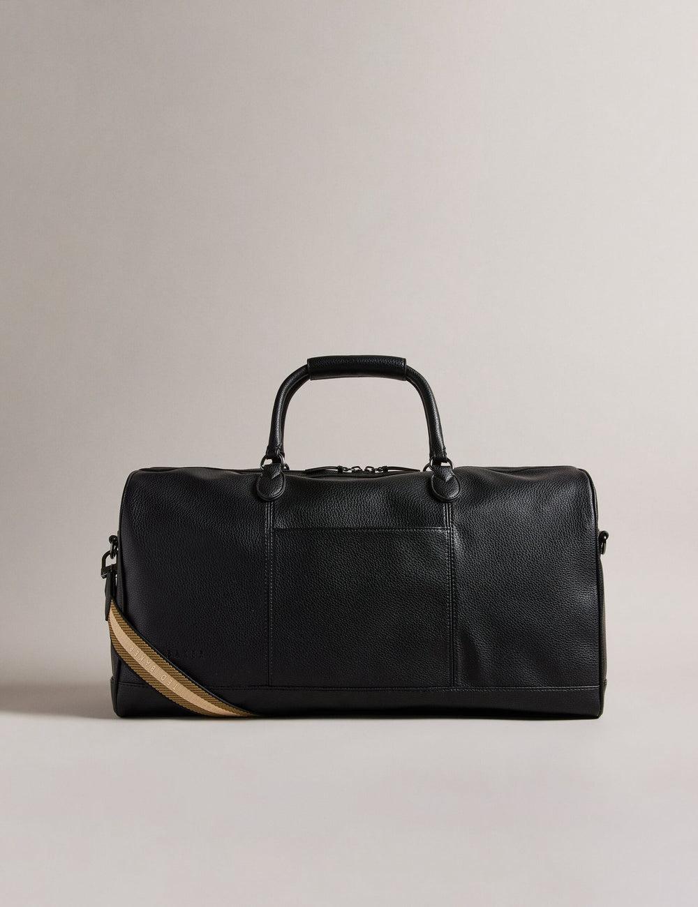 Black Ted Baker KALVIN - Webbing Faux Leather Men Holdall Bags | SG  3789-APOMR