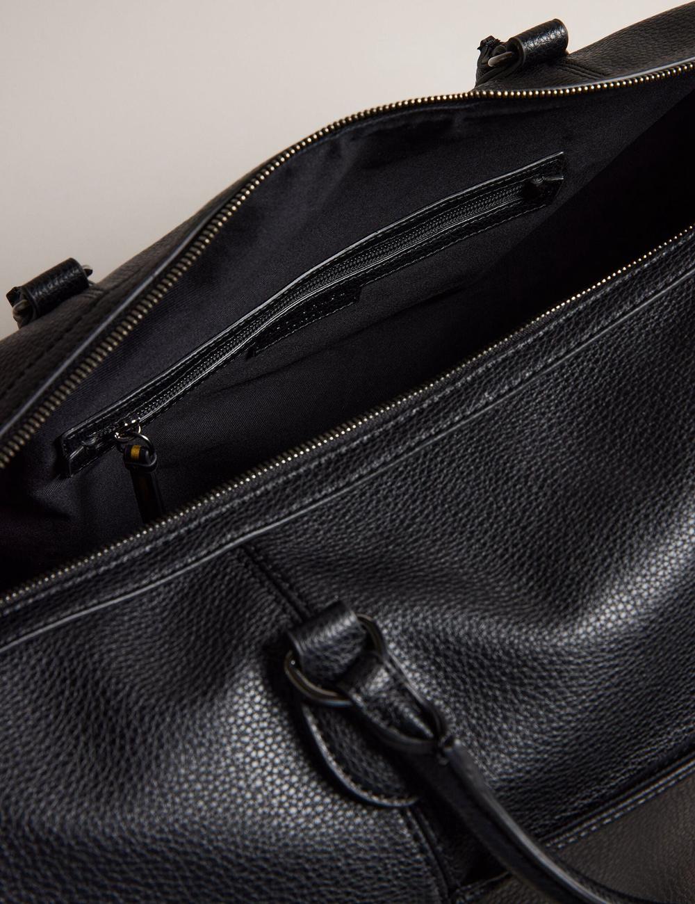 Black Ted Baker KALVIN - Webbing Faux Leather Men Holdall Bags | SG  3789-APOMR